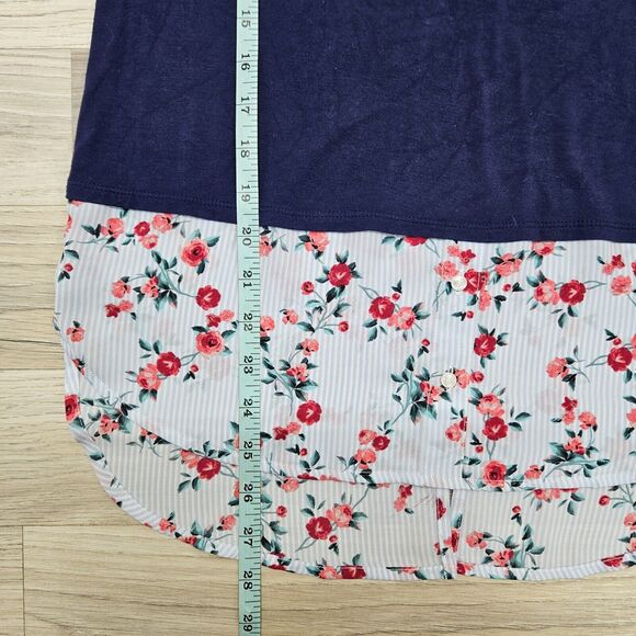 ELLE Womens Blue Rose Collar Trim Blouse Shirt Small - Picture 6 of 9